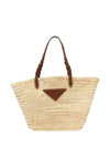 Woven Palm Leather Tote Bag Beige - PRADA - BALAAN 1