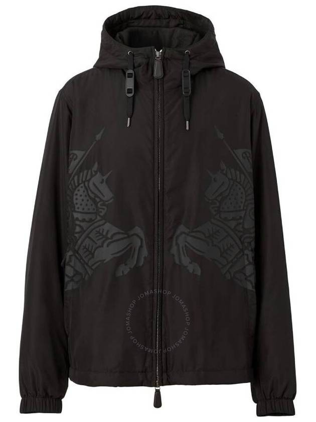 Men's Equestrian Knight Print Hooded Jacket Black - BURBERRY - BALAAN 2