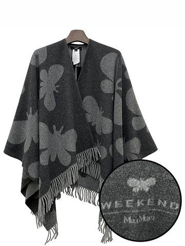 Weekend PACE Jacquard Wool Cape Dark Gray 2425736024600 005 - MAX MARA - BALAAN 1