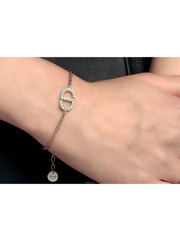 Petit CD Metal Crystal Bracelet Silver - DIOR - BALAAN 3