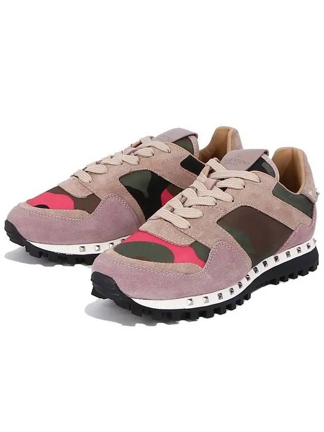 Rockstud Camo Low-Top Sneakers Pink - VALENTINO - BALAAN 2