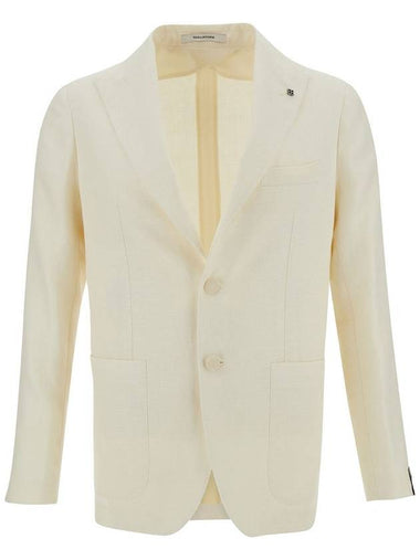 White Single-Breasted Blazer In Wool Blend Man - TAGLIATORE - BALAAN 1