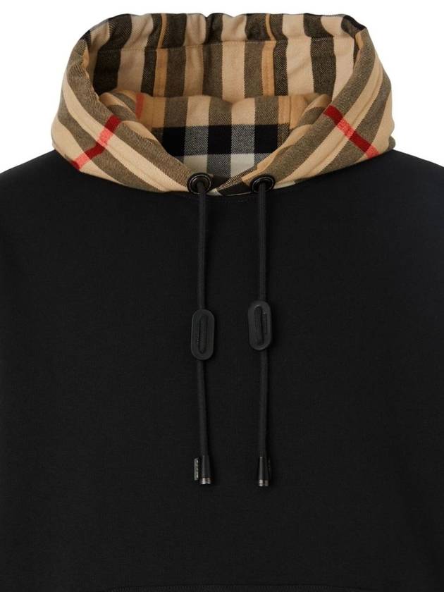 Check Hood Cotton Hoodie Black - BURBERRY - BALAAN 4