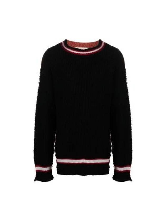 Wool Blend Bicolor Knit Top Black - MARNI - BALAAN 2