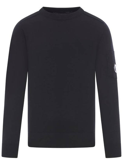 Extra Fine Merino Wool Crew Neck Knit Top Black - CP COMPANY - BALAAN 2