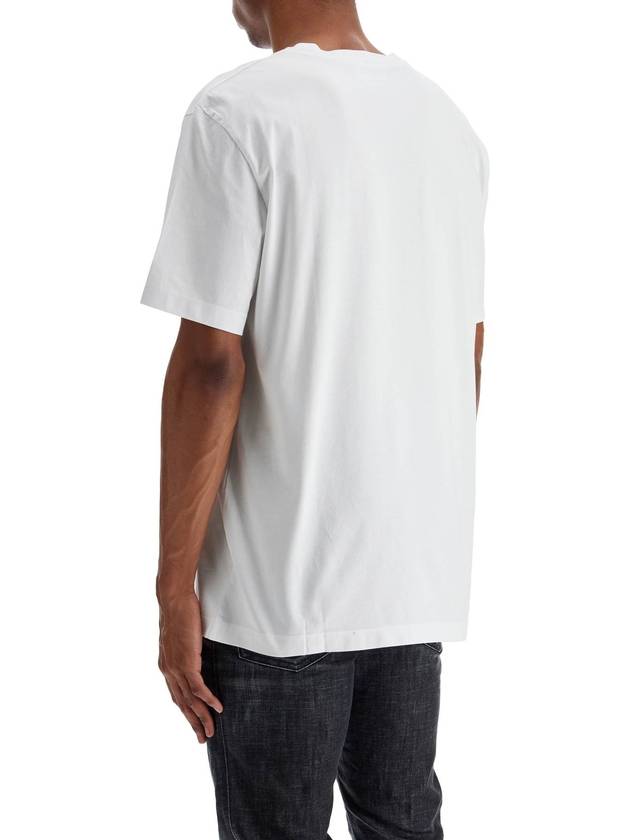 white cotton t-shirt with embroidered logo - DSQUARED2 - BALAAN 3