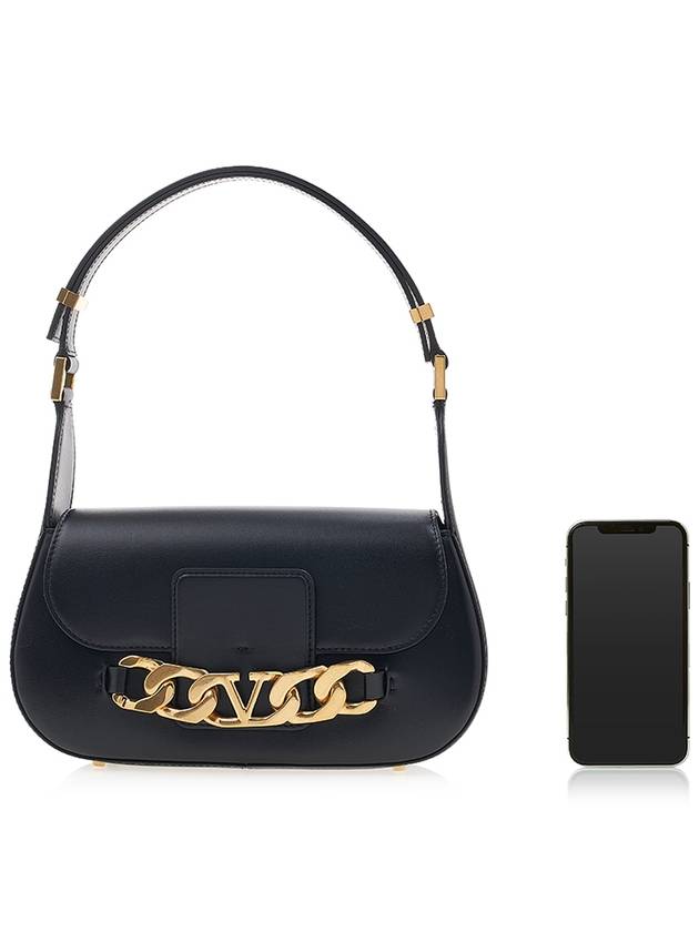 V Logo Chain Shoulder Bag Black - VALENTINO - BALAAN 7