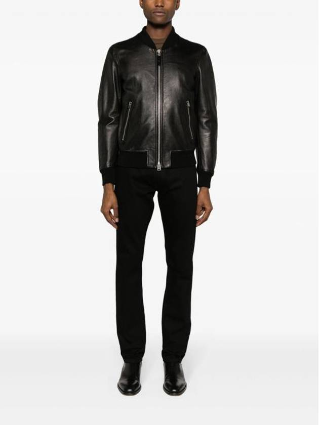 Leather Bomber Jacket Black - TOM FORD - BALAAN 3