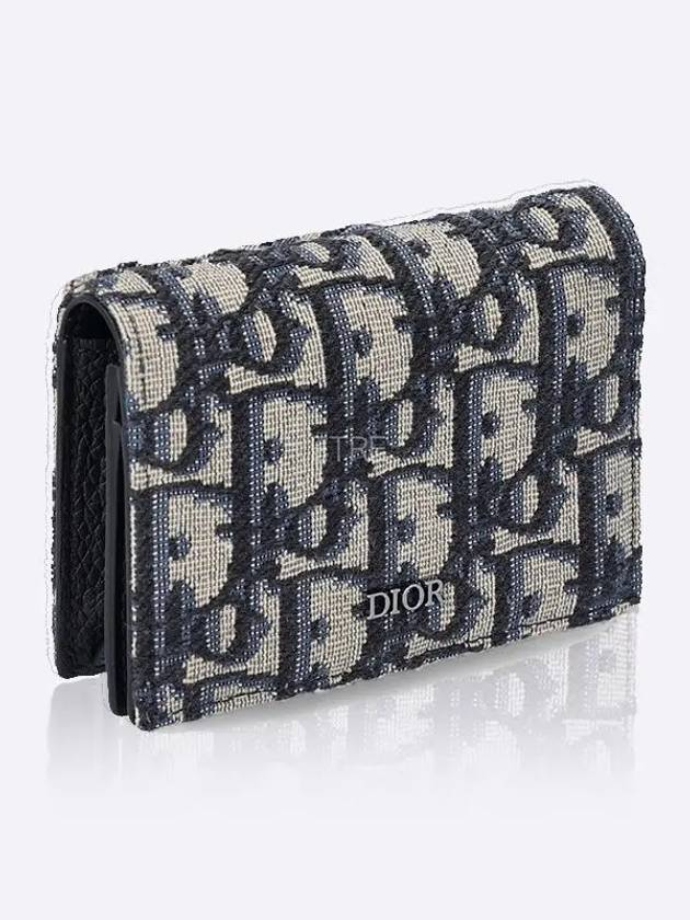 Oblique Jacquard Business Card Wallet Beige Black - DIOR - BALAAN 6