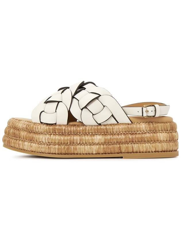 Platform Leather Woven Sandals White - TOD'S - BALAAN 5