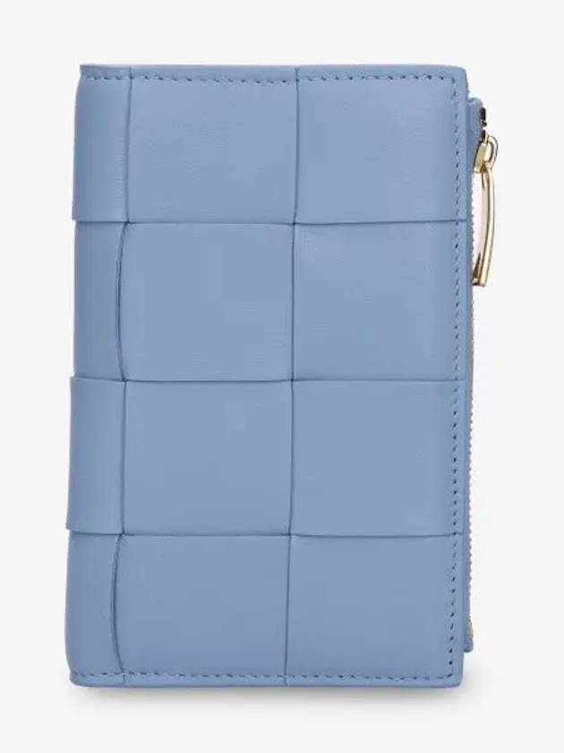 Intrecciato Flap Zipper Medium Half Wallet Light Blue - BOTTEGA VENETA - BALAAN 2