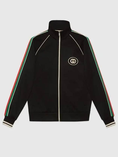 Interlocking G Technical Jersey Zip-up Jacket Black - GUCCI - BALAAN 2