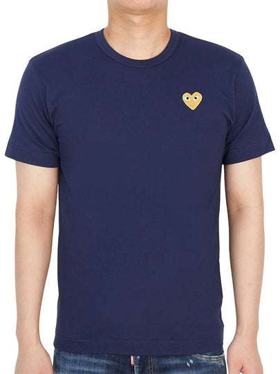 Men's Gold Heart Wappen Short Sleeve T-Shirt P1 T216 2 Navy - COMME DES GARCONS PLAY - BALAAN 2