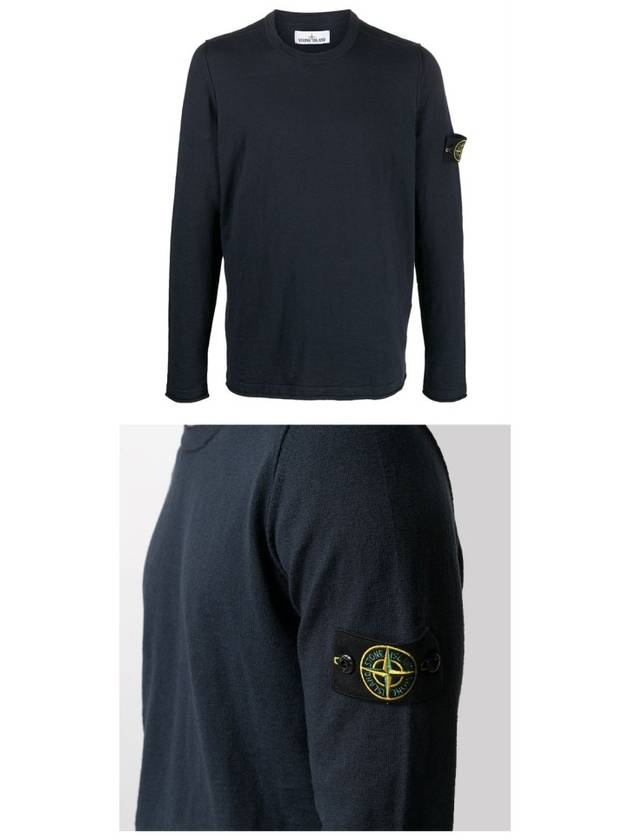 Wappen Patch Crew Neck Knit Top Navy - STONE ISLAND - BALAAN 5