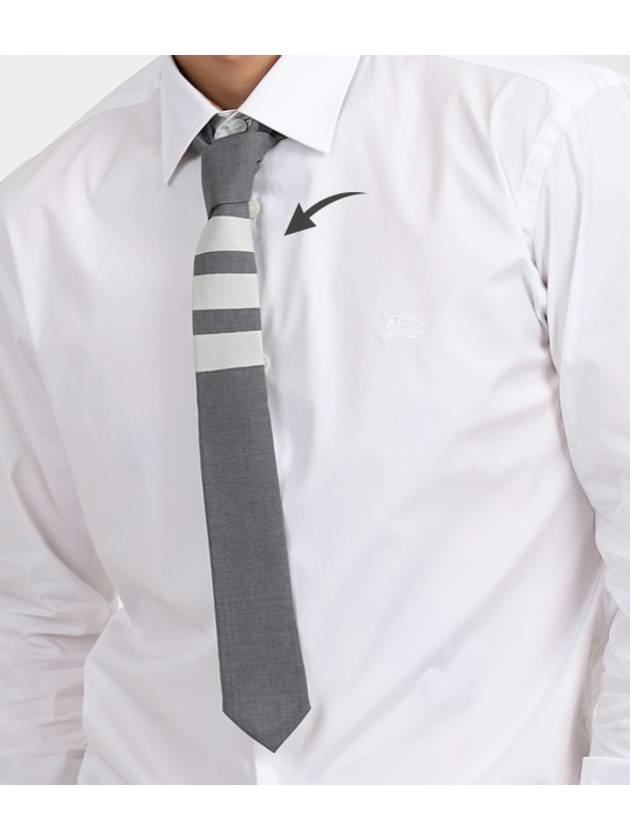 4-Bar Plain Wool Tie Grey - THOM BROWNE - BALAAN 2