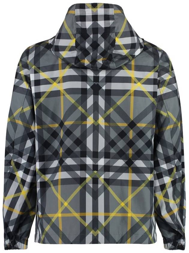 Men's Layered Check Stanford Gabardine Hooded Jacket Storm Grey - BURBERRY - BALAAN 3