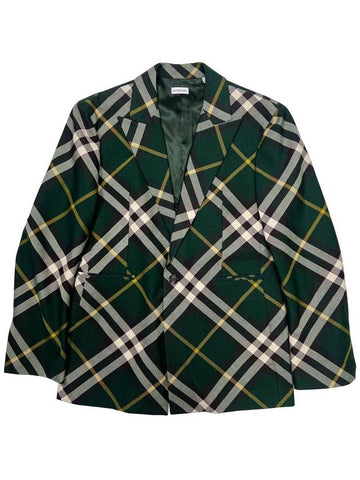 Men s Green Check Blazer Jacket - BURBERRY - BALAAN 1