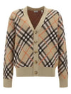 Check Wool Mohair Blend Cardigan Sand - BURBERRY - BALAAN 2