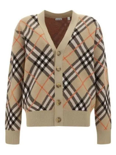 Check Wool Mohair Blend Cardigan Sand - BURBERRY - BALAAN 2