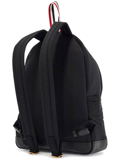 black multipocket backpack in polyester and leather with adjustable straps - THOM BROWNE - BALAAN 2