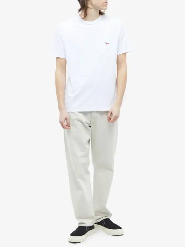 Tricolor Fox Patch Classic Pocket Short Sleeve T-Shirt White - MAISON KITSUNE - BALAAN 7