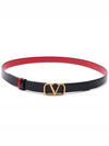 V Logo Signature Leather Belt Black Red - VALENTINO - BALAAN 5