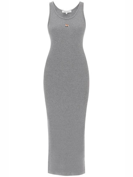 Baby Fox Ribbed Tank Long Dress Grey - MAISON KITSUNE - BALAAN 1