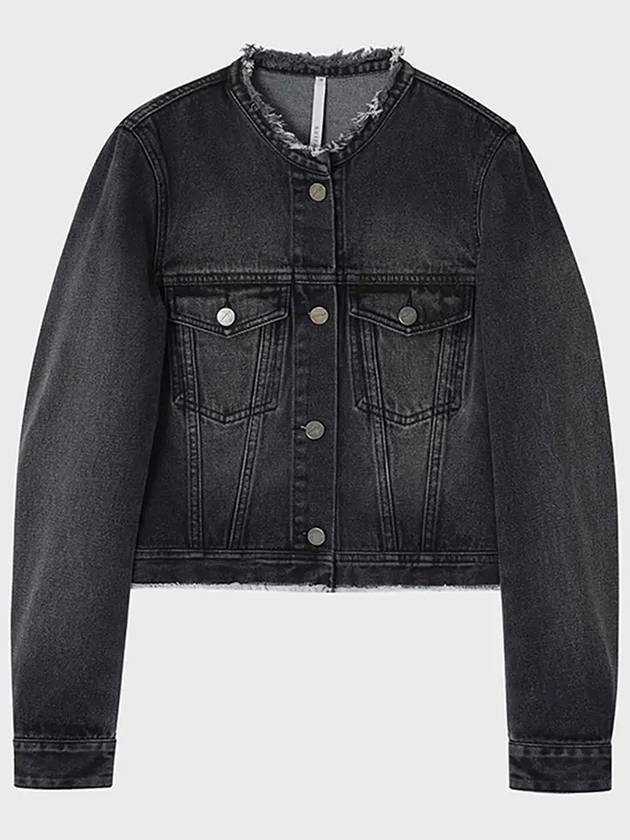 Raw Cropped Trucker Denim Jacket Grey - NOIRER FOR WOMEN - BALAAN 9