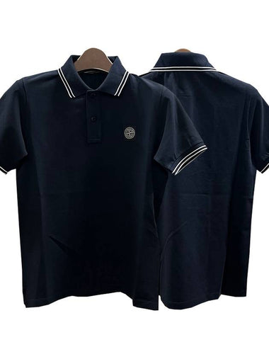 Kids Logo Patch Polo Short Sleeve T shirt 8 Navy 781621348 V0020 - STONE ISLAND - BALAAN 1