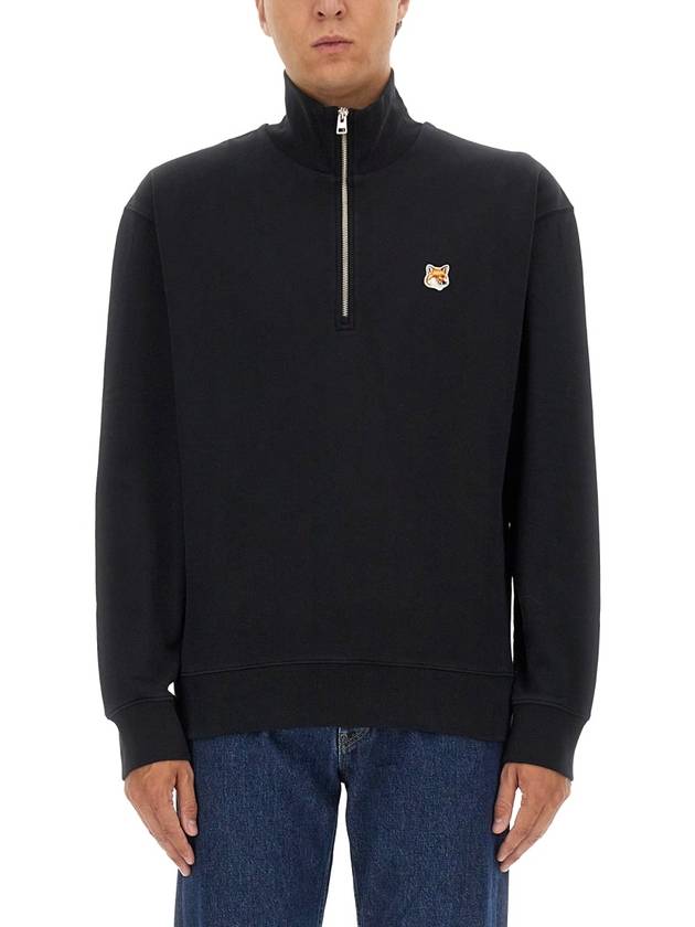 Fox Head Patch Half Zipper Sweatshirt Black - MAISON KITSUNE - BALAAN 2