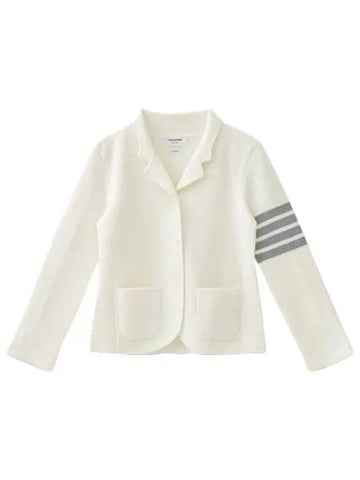 Merino wool link stitch classic diagonal jacket white jumper - THOM BROWNE - BALAAN 1