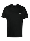 Logo Patch Short Sleeves T-Shirt Black - STONE ISLAND - BALAAN 2