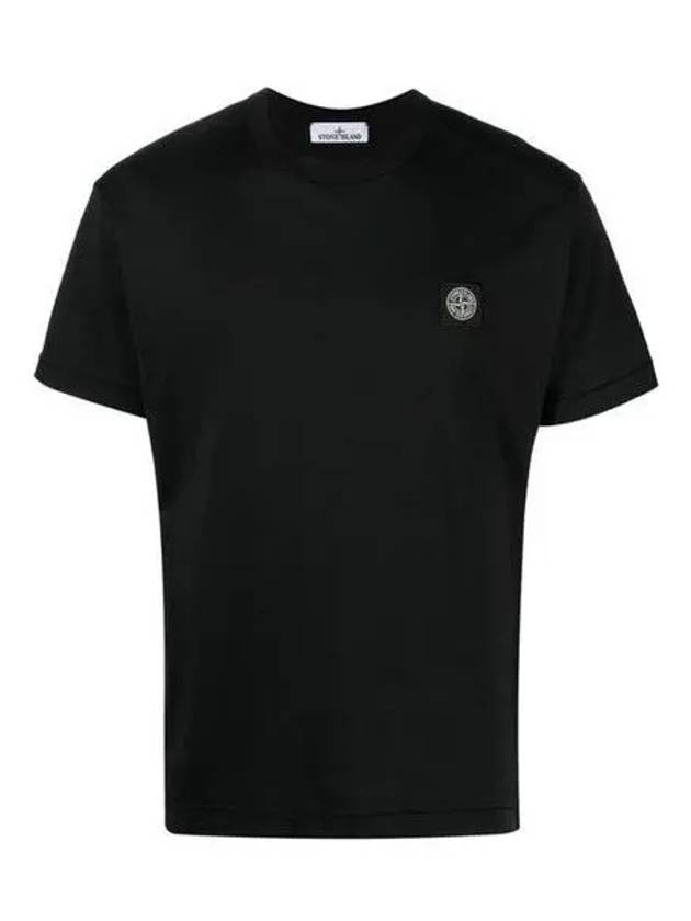 Logo Patch Short Sleeves T-Shirt Black - STONE ISLAND - BALAAN 2