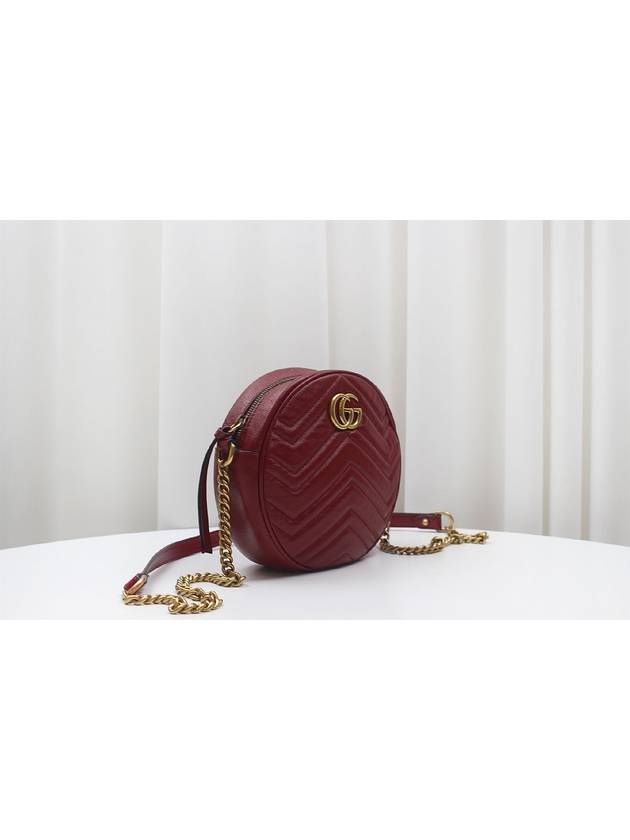 GG Marmont Mini Round Cross Bag Red 550154 - GUCCI - BALAAN 2