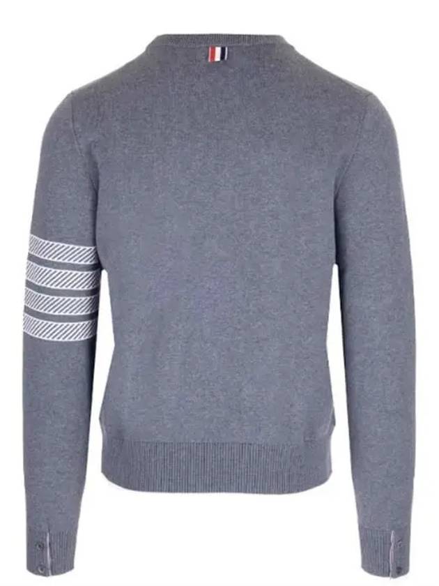 Men's Anchor Jacquard 4-Bar Crew Neck Knit Top Med Grey - THOM BROWNE - BALAAN 3