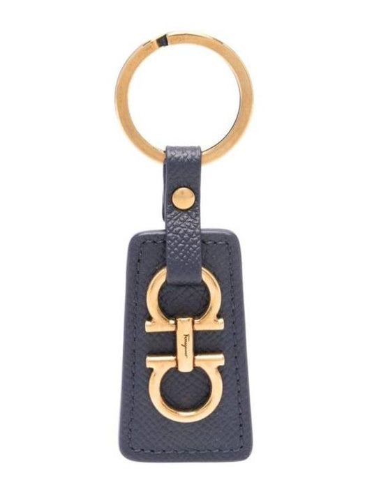 Gancini Gold Hardware Tag Keyring Navy - SALVATORE FERRAGAMO - BALAAN 1