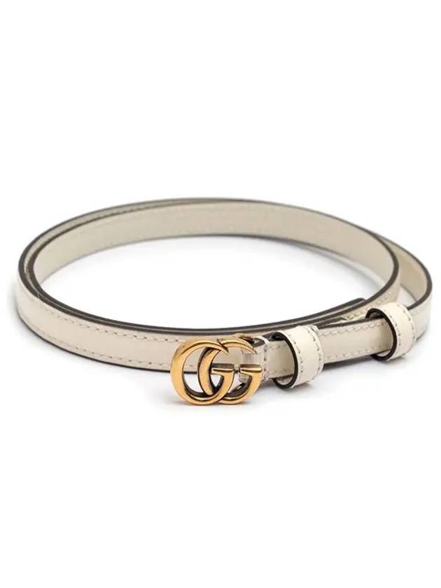 GG Thin Patent Leather Belt White - GUCCI - BALAAN.