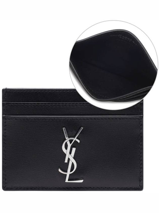 Monogram Card Case in Smooth Leather Black - SAINT LAURENT - BALAAN 2