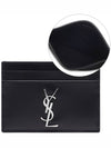 Monogram Card Case in Smooth Leather Black - SAINT LAURENT - BALAAN 3