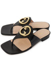 Blondie T Strap Leather Sandals Black - GUCCI - BALAAN.