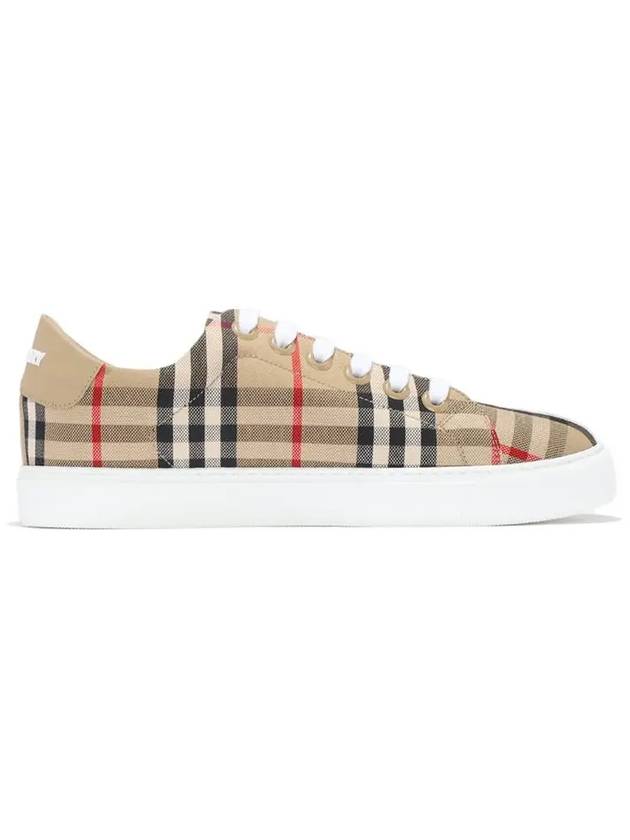 Vintage Check and Leather Sneakers Archive Beige - BURBERRY - BALAAN 3