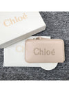 Embroidered Logo Shiny Calf Skin Zipper Card Wallet Pink - CHLOE - BALAAN 3