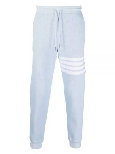 Men's Diagonal Stripe Waffle Track Pants Blue - THOM BROWNE - BALAAN 2