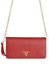 Saffiano Logo Chain Clutch Bag Red - PRADA - BALAAN.