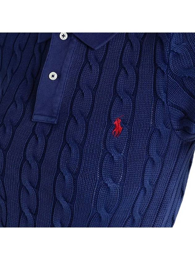 Women's Embroidery Pony Short Sleeve Collared Knit Top Blue - POLO RALPH LAUREN - BALAAN 5