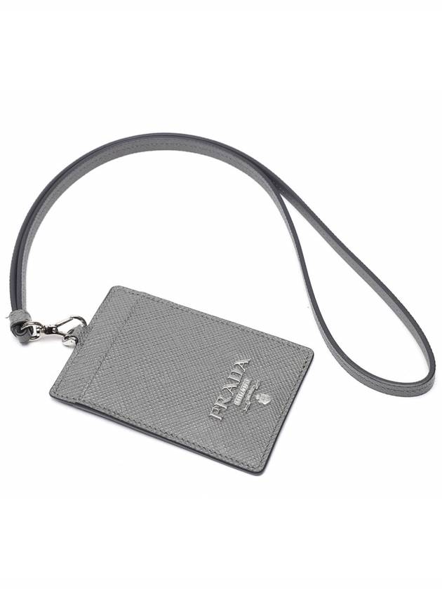 Saffiano Logo Case Necklace Card Wallet Grey - PRADA - BALAAN 7