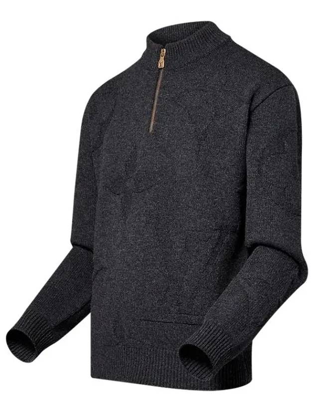 Monogram Jacquard Wool Half Zip Knit Top Grey - LOUIS VUITTON - BALAAN 3