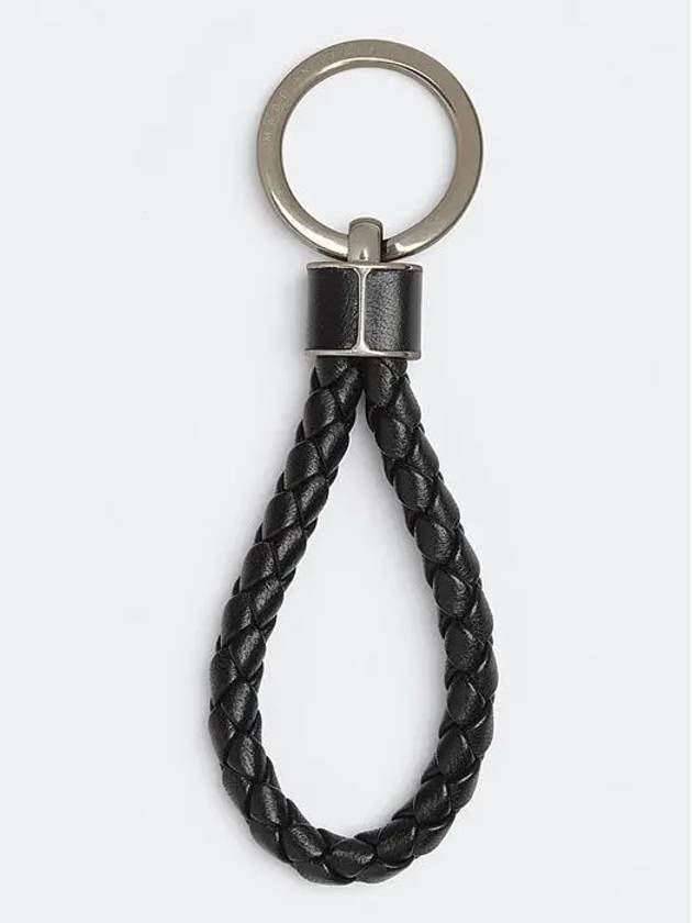 Intrecciato Leather Key Holder  Black - BOTTEGA VENETA - BALAAN 3