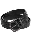 Men's Intrecciato Weaving Leather Belt Black - BOTTEGA VENETA - BALAAN 1