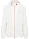 Embroidered Logo Zip-up Hoodie White - BRUNELLO CUCINELLI - BALAAN 2